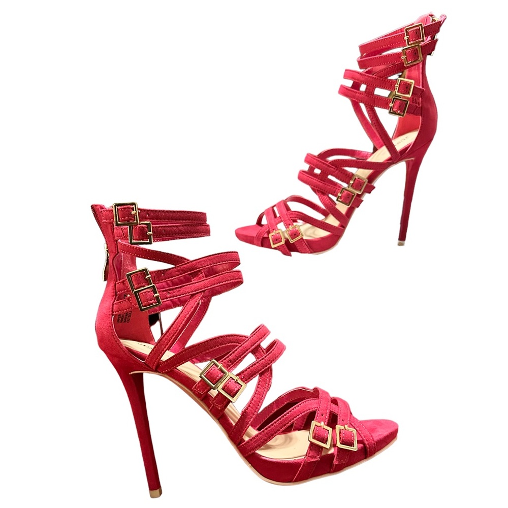 Womens Open Toe Strappy Heel Sandals